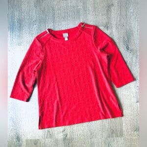 Chico's 3/4 Sleeve Blouse w/ Texture Size: 2 (L/12)